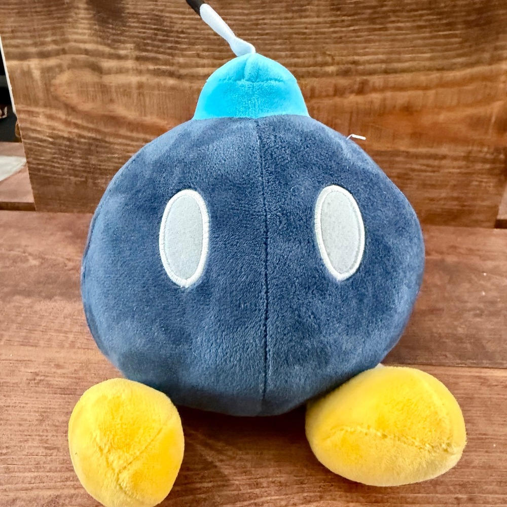 Nintendo Super Mario Bob-omb Plush Blue Stuffed Toy with Wind Up Key Detail